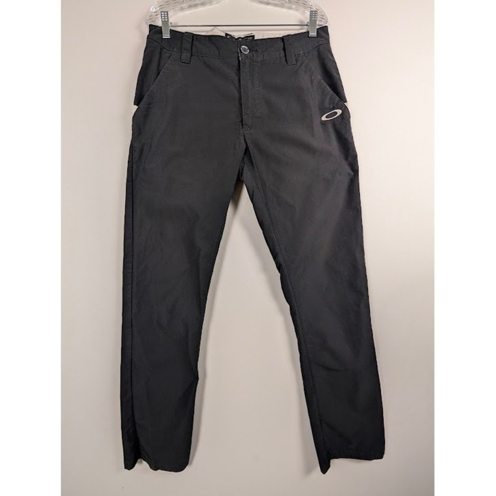 VTG Oakley Pants Mens 32x34 (FITS 33x31) Black Embroidery Golf Performance Y2K